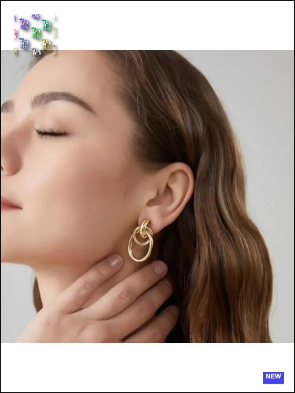 Chunky Gold Drop Dangle Earrings Geometric Link Hoop Hypoallergenic Lightweight
